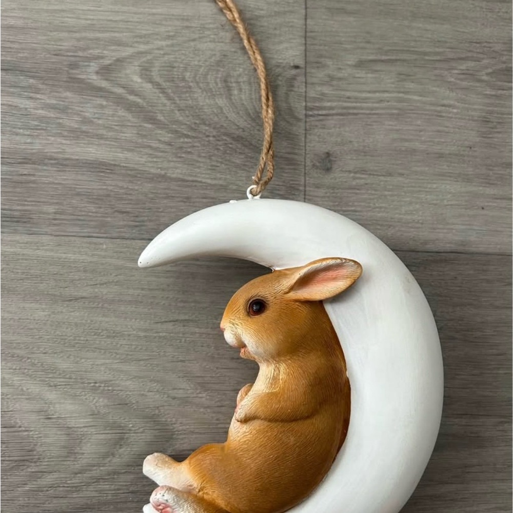 Hanging Rabbit on Crescent Moon Decor